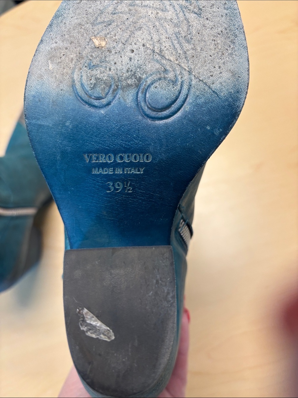 Free People Vero Cuoio Teal Italian Leather Western Boots with Silver Toe Caps - Picture 8 of 8